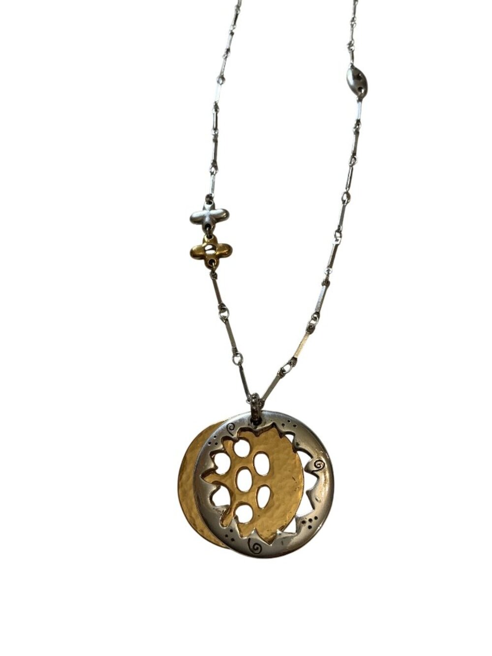 Brighton Meadow Garden Necklace Adjustable Mixed Metal Pendant Jewelry